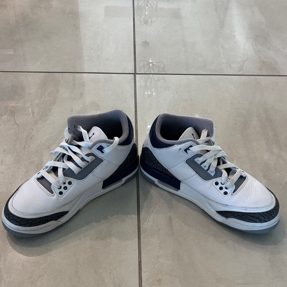 Nike Air Jordan 3 Retro Sneakers White/Midnight Navy 7Y - Picture 6 of 11
